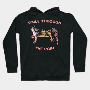 Leopard Gecko Smile Through the Pain Funny Pet Lizard Lover Hoodie